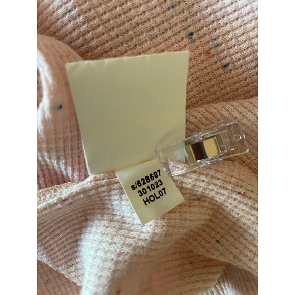 Vintage Y2K Old Navy Fitted Waffle Knit Babydoll Top Size M Pink Speckled Long - Picture 6 of 9